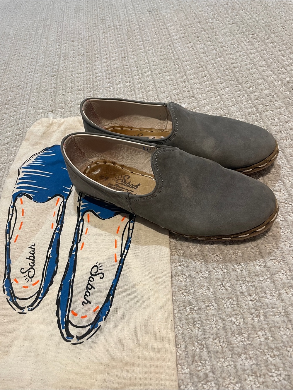 Sabah Taupe Suede Slip-On Flats - Picture 11 of 13